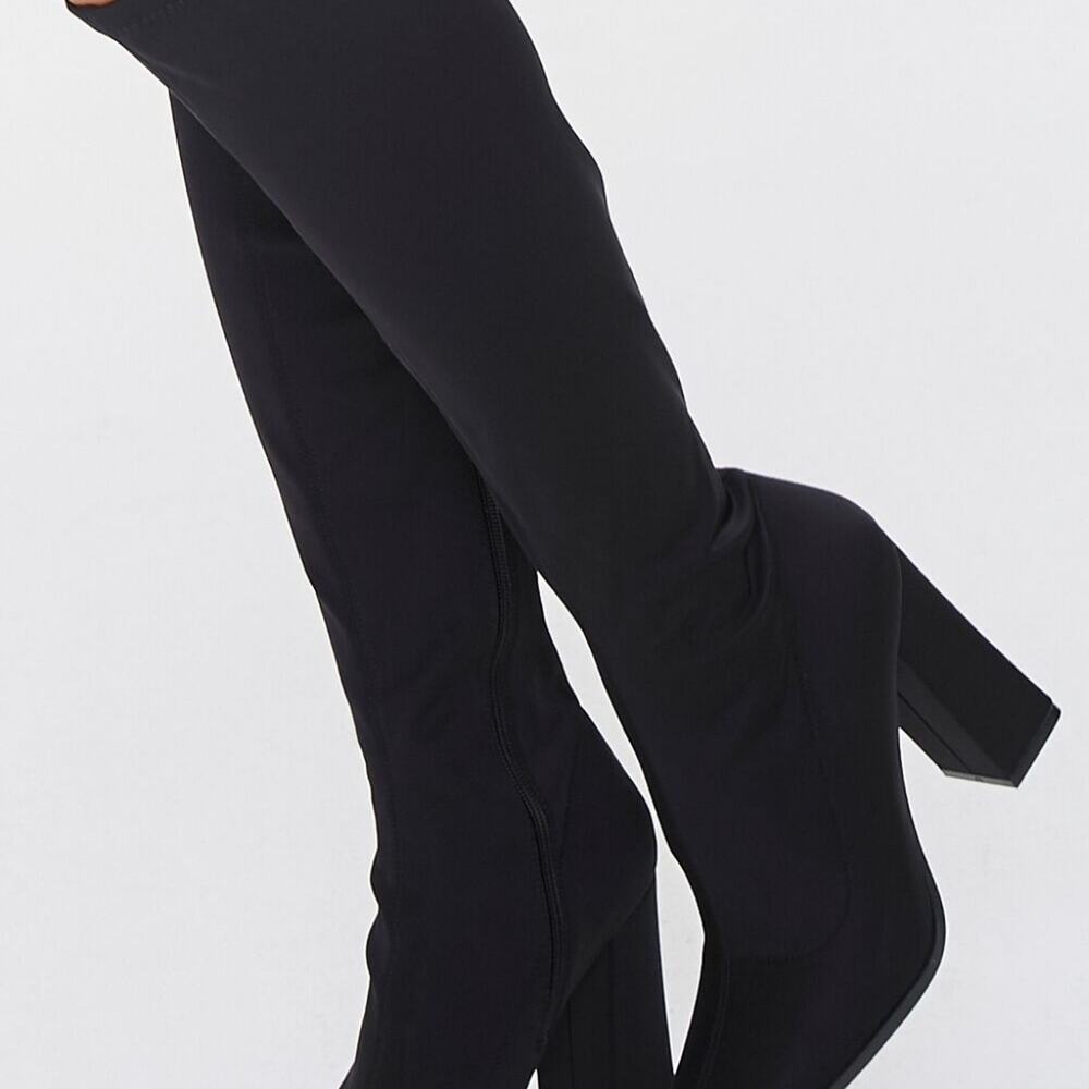 Forever 21 Faux Suede Thigh High Boots  4" Bl9ck Heel Size 9